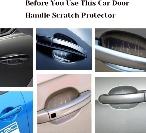 Vista 4 de Pincuttee Paquete de 4 protectores de arañazos para manija de puerta de automóvil, ajuste universal, calcomanías para manijas de puerta de automóvil
