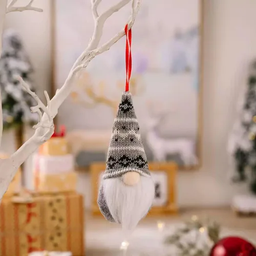 Vista 8 de Juego de 12 adornos de Navidad de gnomos suecos de felpa para árbol de Navidad, adornos de fieltro para árbol de Navidad, adornos para árbol