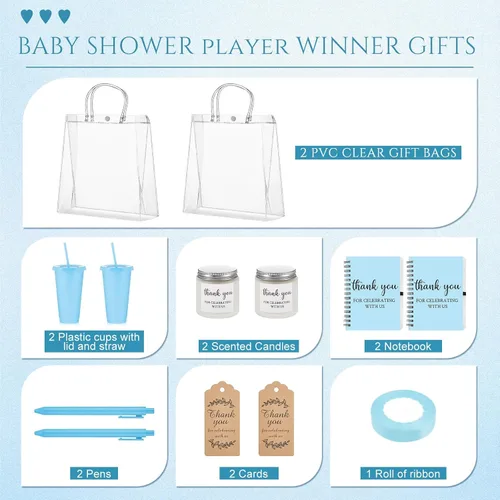 Vista 3 de Nuogo - Juego de 2 premios de ducha para padres para adultos, regalo de despedida de soltera, vaso de plástico, cuaderno con vela perfumada, bolsa