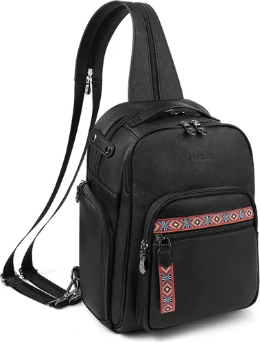 Vista 9 de FADEON Bolso bandolera grande para mujer, bolso cruzado de cuero de diseñador, mochila convertible, mochila antirrobo para viajes, 1 estilo retro 1