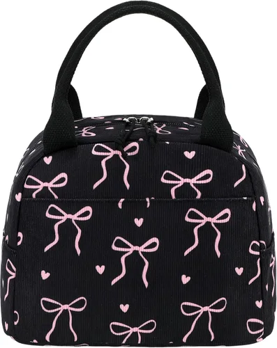 Vista 27 de Bluboon Bolsa de almuerzo para mujer, bonita bolsa de almuerzo de pana con correa para el hombro, reutilizable, aislada, gran capacidad