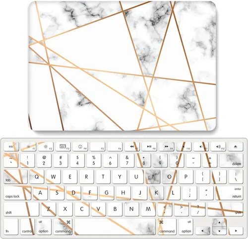 Vista 6 de IVY Funda de mármol geométrica para MacBook Air M2 (Modelos: A2681) Carcasa rígida con cubierta de teclado - A