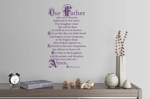 Vista 5 de 38"x24" Lord's Prayer Our Father Who Art in Heaven Give Us This Day Our Daily Bread Amen Mateo 6:9-13 - Adhesivo decorativo para pared