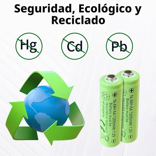 Vista 4 de Baterías recargables AA, baterías AA Ni-MH de 1.2 V 1200 mAh, paquete de 12