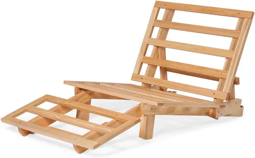 Vista 4 de Marco triple de madera de sofá cama, futón de madera - (Ahorro de espacio, acabado natural) Ideal para espacios pequeños, casas rodantes y muebles