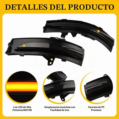 Vista 2 de [2 piezas] Luces de señal de giro secuenciales de espejo lateral para Ford Edge 2015 2016 2017 2018 lente ahumada ensamblada FT4B13B382AA