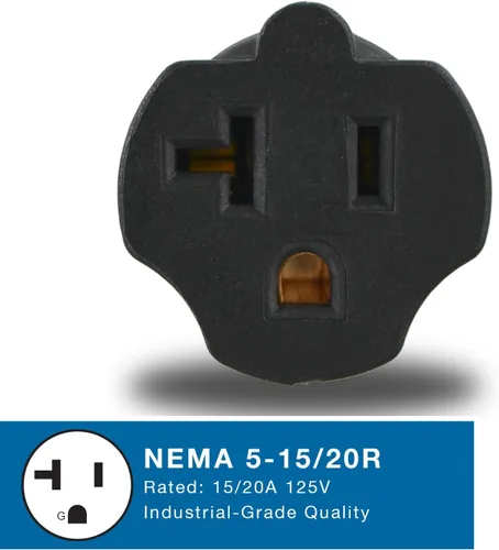 Vista 4 de Conntek 30123 L5-20P a 5-15/20R Adaptador de enchufe, negro