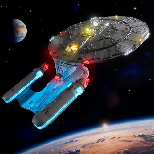 Vista 7 de Kyglaring Kit de luz LED compatible con bloques de construcción Lego U.S.S. Enterprise NCC-1701-D 10356, control remoto actualizado, solo luces