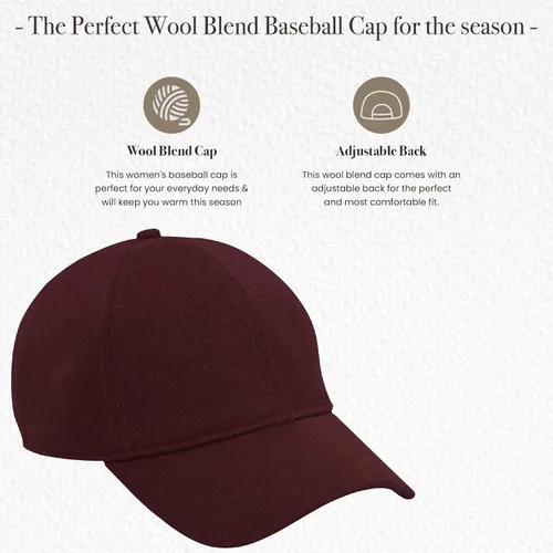 Vista 6 de San Diego Hat Company Gorro de béisbol de lana para mujer con espalda ajustable