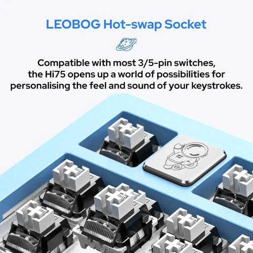 Vista 7 de EPOMAKER x LEOBOG Hi75 Kit de teclado mecánico con cable de aleación de aluminio, kit de teclado programable para juegos montado en junta