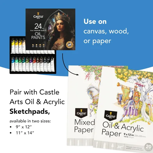 Vista 8 de Castle Art Supplies 24 X 12ml Juego de Pintura al Óleo Gran Juego de Valor para Artistas Adultos, Principiantes y Avanzados Variedad Vibrante