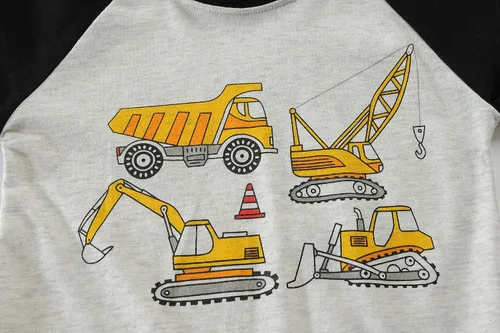 Vista 5 de Little Hand Pijamas de algodón para niños pequeños, conjunto de pijamas de manga larga para excavadora