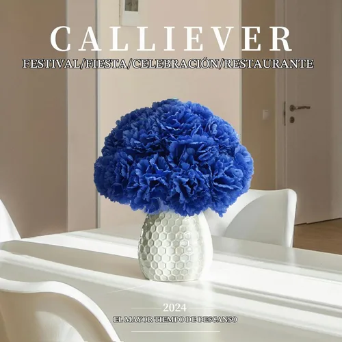Vista 8 de Flor de clavel artificial, 50 cabezas de flores sintéticas de seda azul con Azul Oscuro