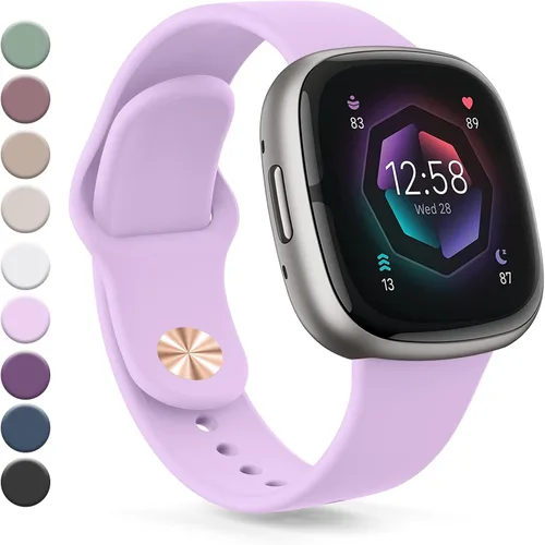Vista 25 de Correa compatible con Fitbit Sense 2 / Sense Bands, Fitbit Versa 4 / Versa 3 bandas para mujeres y hombres, correa de repuesto de silicona suave