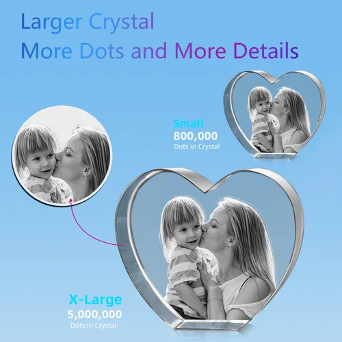 Vista 3 de HAN'S LASER Foto de cristal 3D, regalo personalizado con tu propia foto, regalo único para el día de la madre, regalo de cumpleaños para mujeres