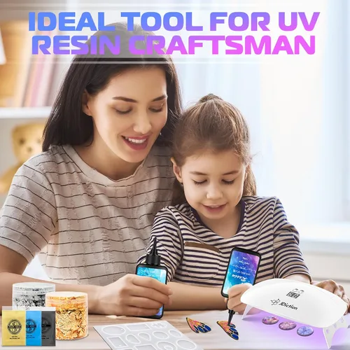 Vista 6 de JDiction Luz UV para resina, luz de resina UV súper grande con pantalla LED, lámpara UV portátil ligera de mayor potencia para resina UV