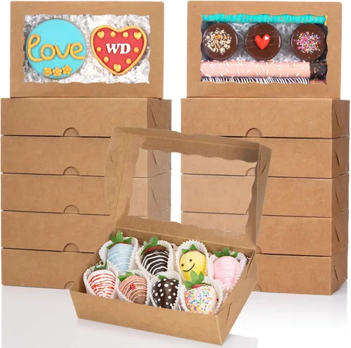 Vista 11 de Paquete de 10 Cajas Completamente Transparentes para Fresas Cubiertas de Chocolate 8x5x2 Pulgadas Cajas para Galletas Cajas para Mini Pasteles Bundt