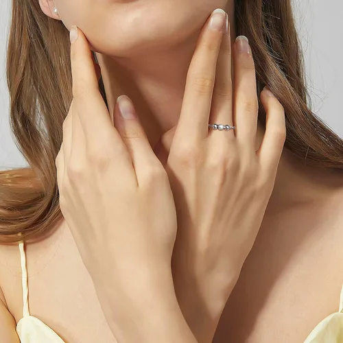 Vista 4 de Sllaiss Anillos de plata de ley 925 antiansiedad para mujeres y hombres chapados en oro de 14 quilates anillos para ansiedad ajustables apilables