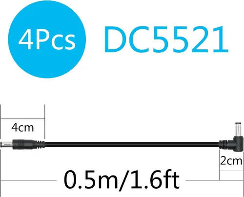 Vista 7 de 4 cables de extensión de alimentación de 12 V CC de 1.6 ft/1.6 pies, CC 0.217 in x 0.083 in macho a macho, cable adaptador de corriente 20 AWG