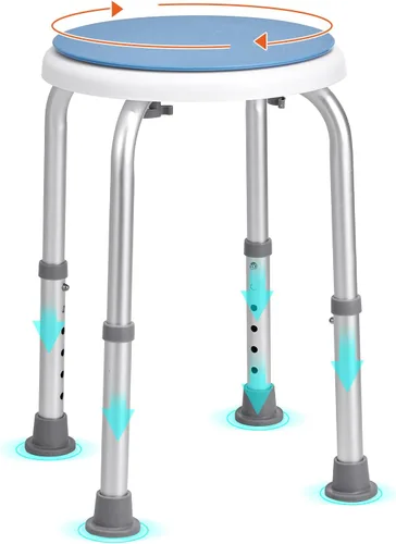 Vista 11 de VEVOR Silla de Ducha para Ducha Interior, Taburete de Ducha de Altura Ajustable, Banco Antideslizante para Tina de Baño para Adultos Mayores