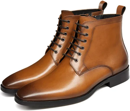 Vista 2 de GIFENNSE Botas Chukka para hombre, botas de vestir para hombre, botas de cuero Oxford, botas Chelsea famales para hombre