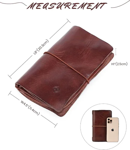 Vista 5 de Cartera de viaje organizadora de cuero genuino Nomad Cartera de mujer con soporte para pasaporte