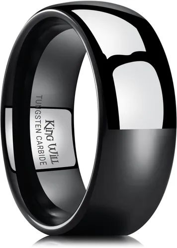 Vista 19 de King Will Alianza de boda de carburo de tungsteno para hombres y mujeres, anillos de promesa para parejas abovedados de alto pulido