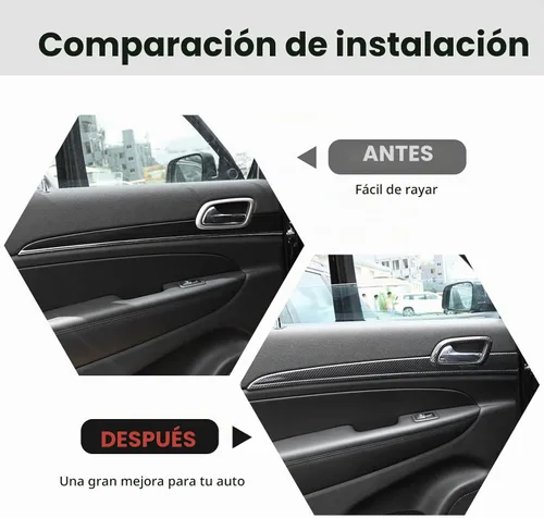 Vista 2 de RT-TCZ Panel de Tablero de Consola Central de Fibra de Carbono Moldura Cubierta de Manija de Puerta Interior Kit de Moldura Interior Decoración