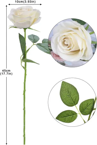 Vista 3 de LVEFIT - 12 rosas artificiales de otoño para decoración de otoño Beige