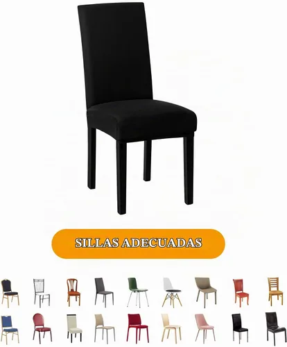 Vista 4 de Sufdari Juego de 2 fundas para sillas de comedor, fundas para sillas de cocina, fundas para sillas Parsons, protectores de sillas de elastano