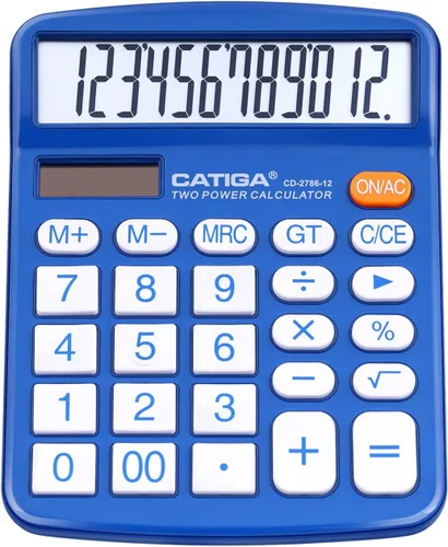 Vista 15 de CATIGA CD-2786 - Calculadora de escritorio de 12 dígitos con pantalla LCD grande y botón sensible, energía solar dual y batería, función estándar