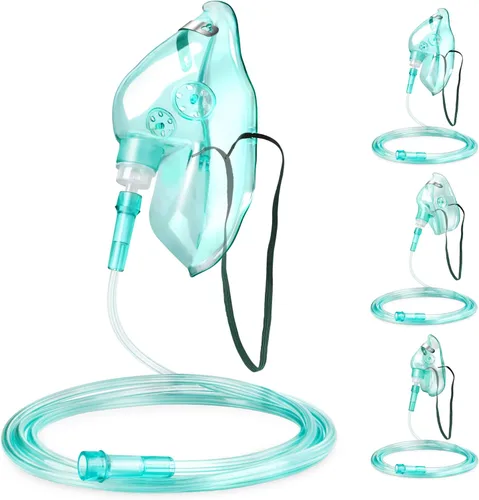 Vista 7 de ANSNF Paquete de 5 mascarillas faciales de oxígeno para adultos con tubo de 6.6 pies y correa elástica ajustable, talla L, sin copa