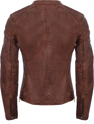Vista 3 de Chaqueta de cuero vintage para mujer