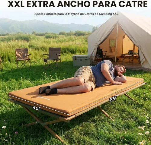 Vista 2 de KingCamp XXL Wide PU Foam Cot Mattress, Roll Up Camping Mattress for Cot