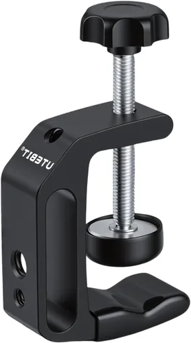 Vista 9 de UTEBIT 0.36"-1.2" Universal Aluminum C-Desk Clamp, Black Adjustable Support Clamp with 1/4" and 3/8" Thread for Desktop Mount Holder Flash Desks
