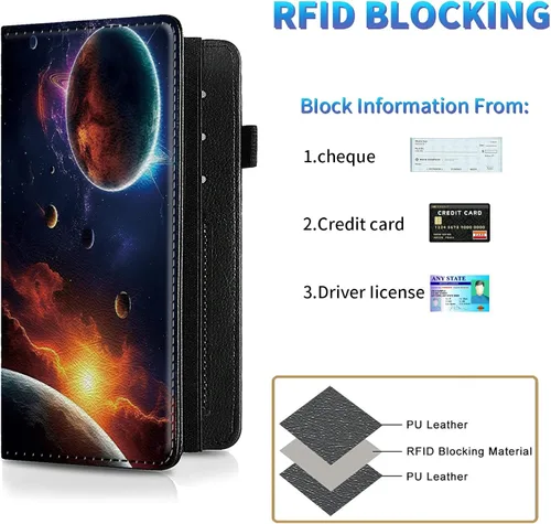 Vista 58 de Funda para chequera para hombres y mujeres, cartera de cuero RFID con ranuras para tarjetas de crédito, soporte de cheques duplicados personales