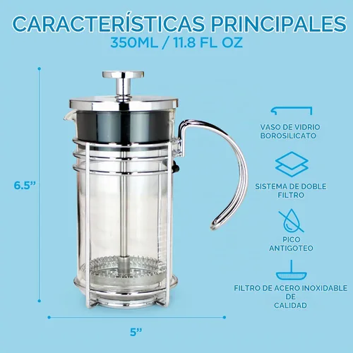 Vista 10 de GROSCHE Cafetera eléctrica con prensado francés, Vidrio transparente