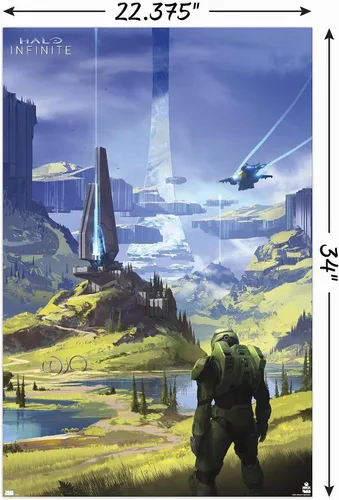 Vista 3 de Halo Infinite - Póster de pared Master Chief Valley, 34 pulgadas de largo x 22.4 pulgadas de ancho, versión sin marco