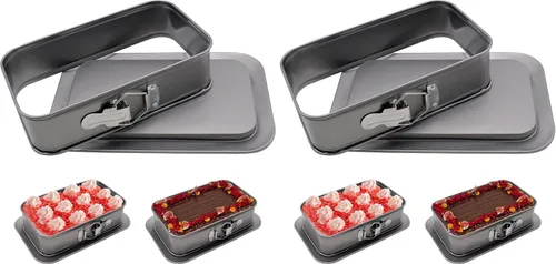 Vista 8 de Molde desmontable rectangular, 9.6 x 5.6 x 2.1 pulgadas, molde rectangular para tartas con parte inferior extraíble, bandejas rectangulares
