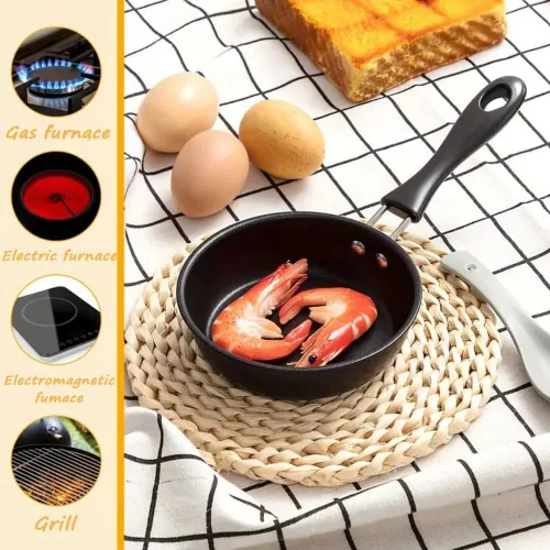 Vista 6 de Mini sartén de inducción para huevos de 4.7 pulgadas, resistente al calor Single Egg Frying Pan, Nonstick Mini Skillet with Heat-Resistant Handle