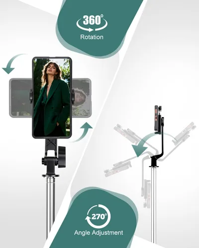 Vista 9 de Trípode de teléfono de 71 pulgadas para iPhone y teléfono Android, soporte de trípode para teléfono celular con control remoto inalámbrico