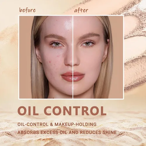 Vista 3 de Polvo Compacto Facial Control de Grasa, Maquillaje Polvo Fijador Mate Suave Impecable, Polvo de Acabado Impermeable de Larga Duración, Cosméticos