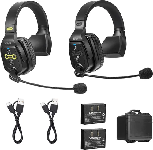 Vista 18 de Saramonic WiTalk-WT2D Full Duplex Wireless Intercom Headset System para 2 Personas 1.9GHz Comunicación Intercomunicador Auriculares con Estuche