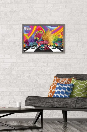 Vista 2 de Trends International Trolls Band Together (2023) - Universe Wall Poster, 22.4L x 14.7W, Barnwood Framed Version