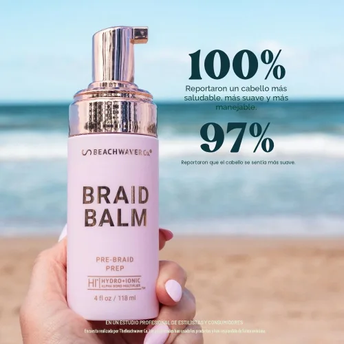 Vista 10 de The Beachwaver Co. Bálsamo para Trenzas Preparación Pre-Trenza - Tamaño Completo (4 Fl Oz) Espuma Imprimadora Domadora de Frizz Fortalece