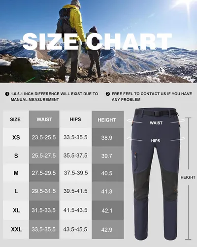Vista 5 de Athrock Pantalones de senderismo impermeables con forro polar para mujer, con 4 bolsillos con cremallera