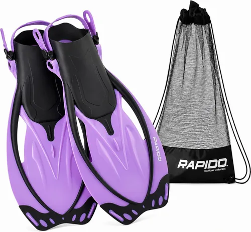 Vista 11 de Rapido Marine Open Heel Adjustable Fins - Translucent Violet Lime, Large/X