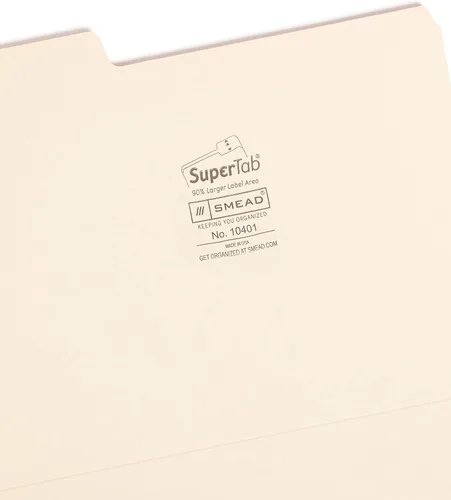 Vista 3 de Smead SuperTab - Carpeta de archivos pesada, pestaña de corte de 1/3 de gran tamaño, tamaño carta, manila, 50 por caja (10401) (paquete de 2)
