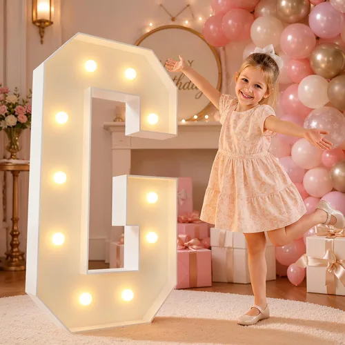Vista 38 de imprsv Letras iluminadas grandes de 3 pies, letras iluminadas de marquesina para fiesta de cumpleaños (3 pies, letra y )