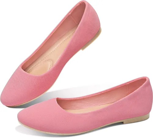 Vista 14 de Obtaom Zapatos planos de puntera redonda para mujer, zapatos de ballet negros para niñas